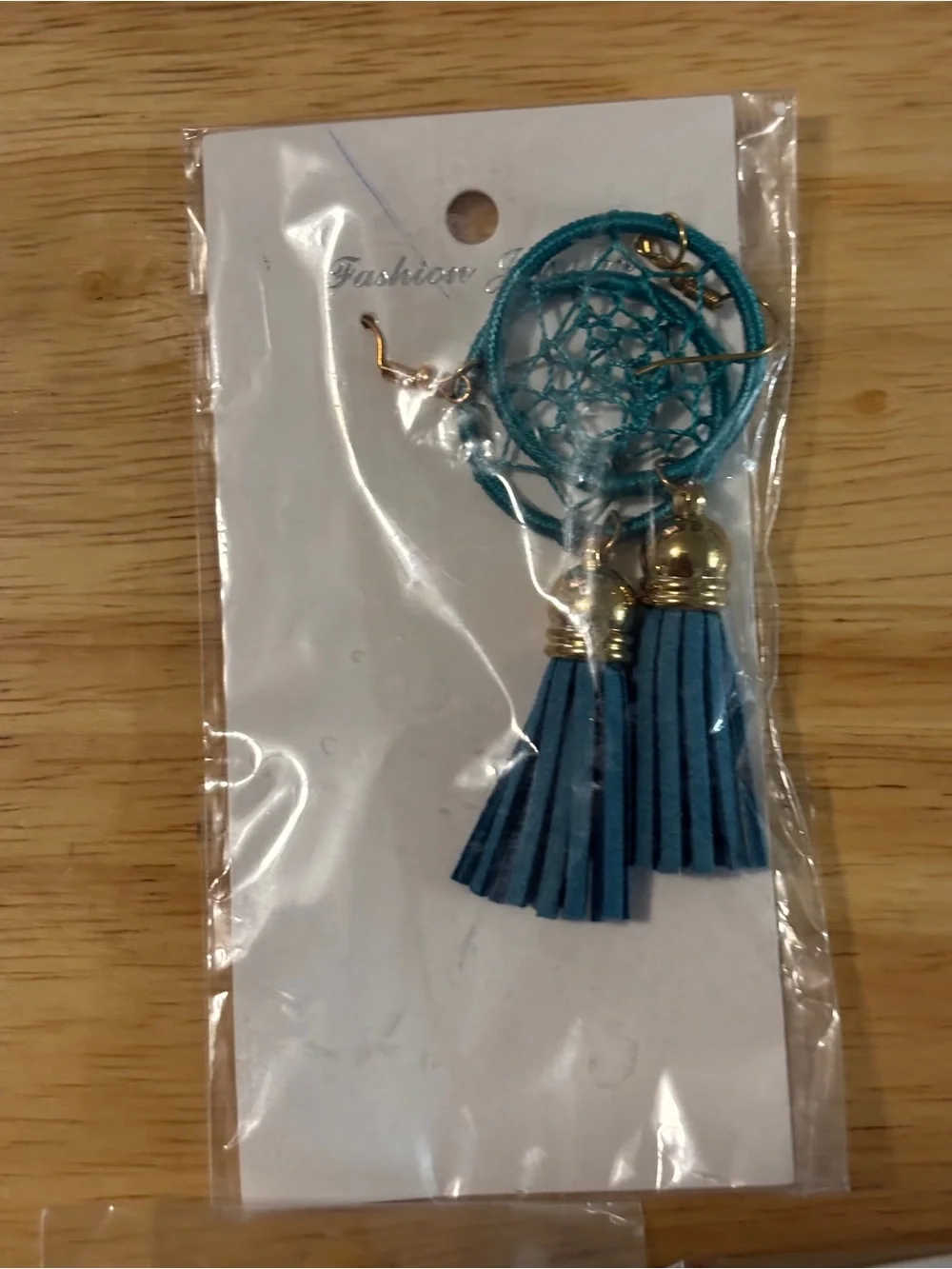 Teal Tassel Dreamcatcher Earrings & Cream Tassel Drop Set by